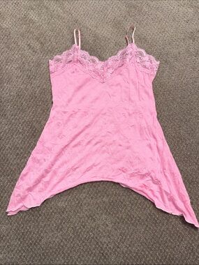 Vol 1 Size Large Pink Lace-Trim Asymettrical Cami Top